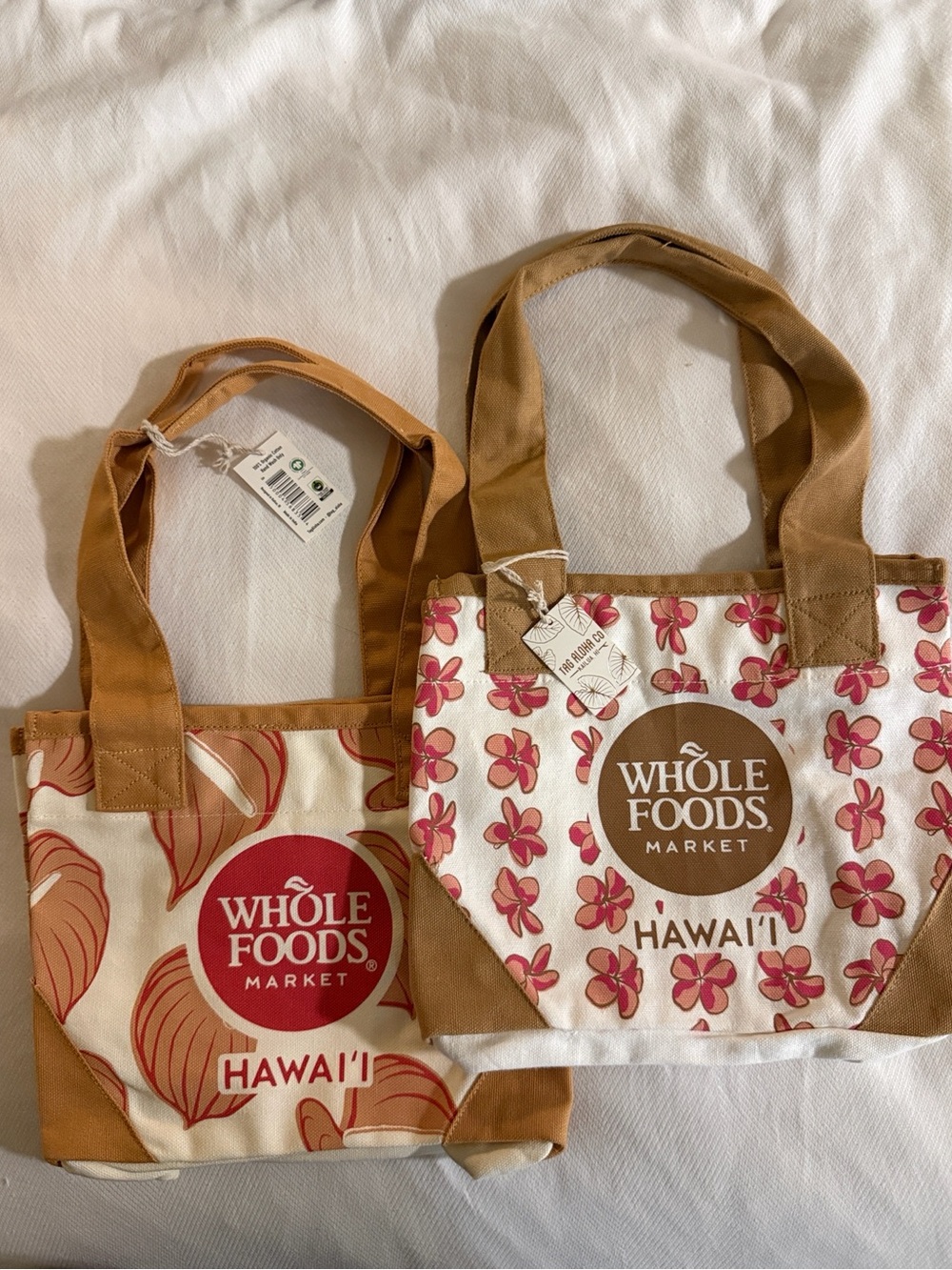 Whole Foods Market Hawaii Floral Canvas Tote - Pink & Tan